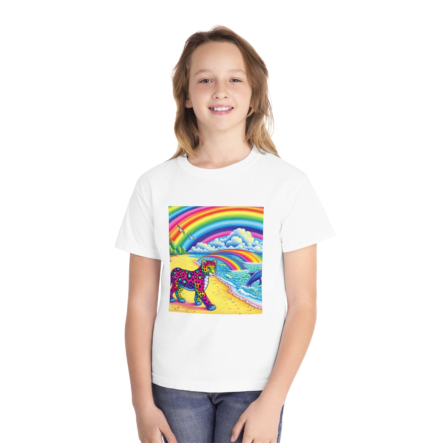 Beach Girl Miami's Leopard Cub Rainbow Youth Midweight Tee