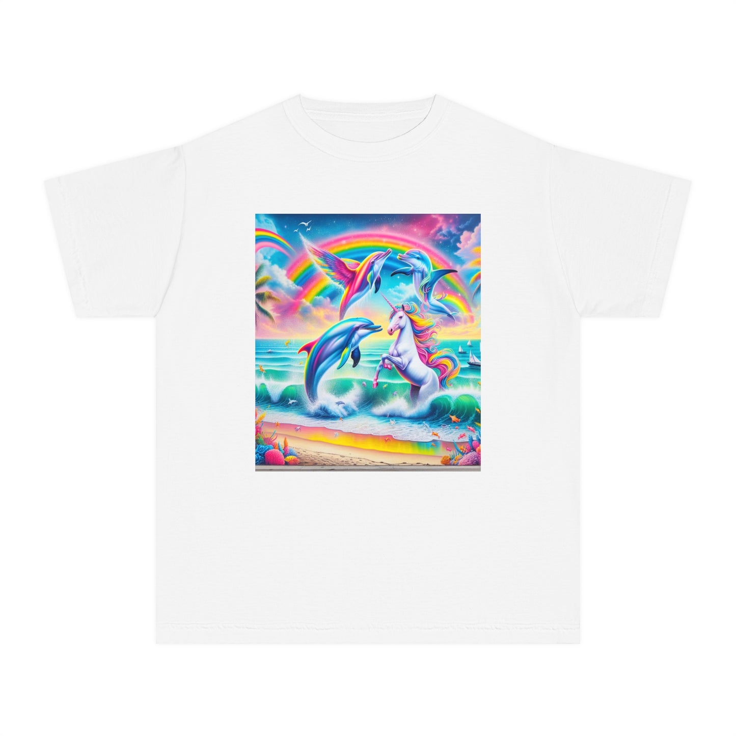 Beach Girl Miami's Unicorn Dolphin Youth Midweight Tee