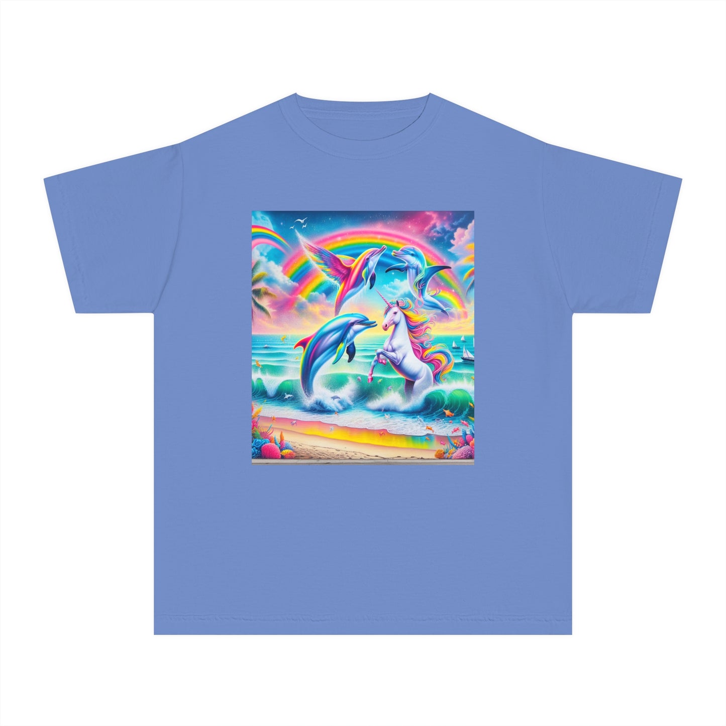 Beach Girl Miami's Unicorn Dolphin Youth Midweight Tee