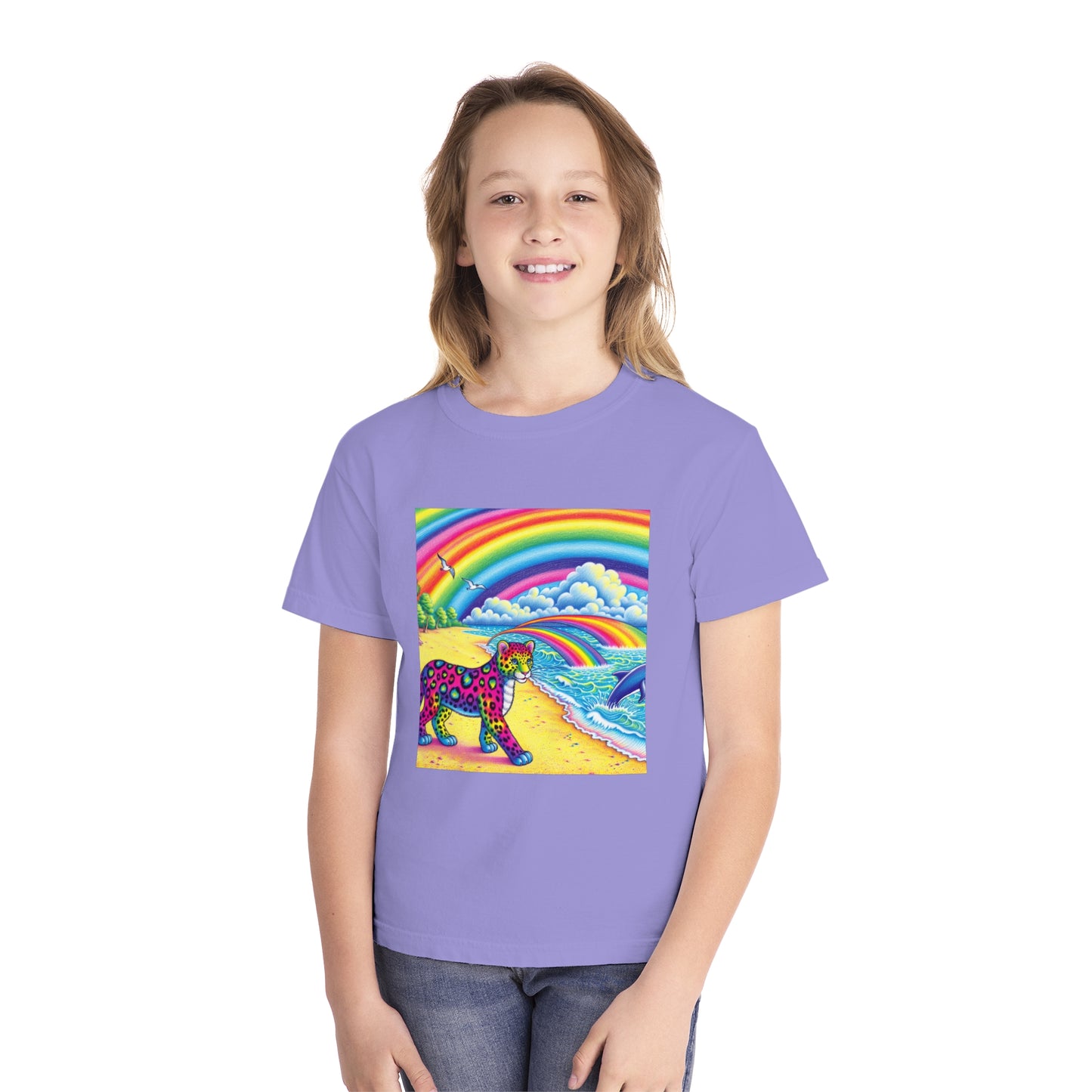 Beach Girl Miami's Leopard Cub Rainbow Youth Midweight Tee