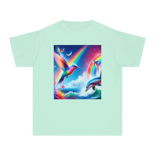 Beach Girl Miami's Hummingbird Dolphin Youth Midweight Tee