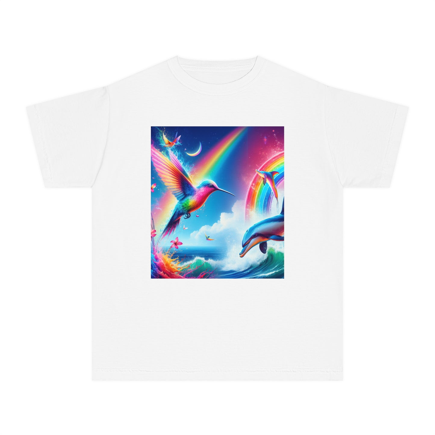 Beach Girl Miami's Hummingbird Dolphin Youth Midweight Tee