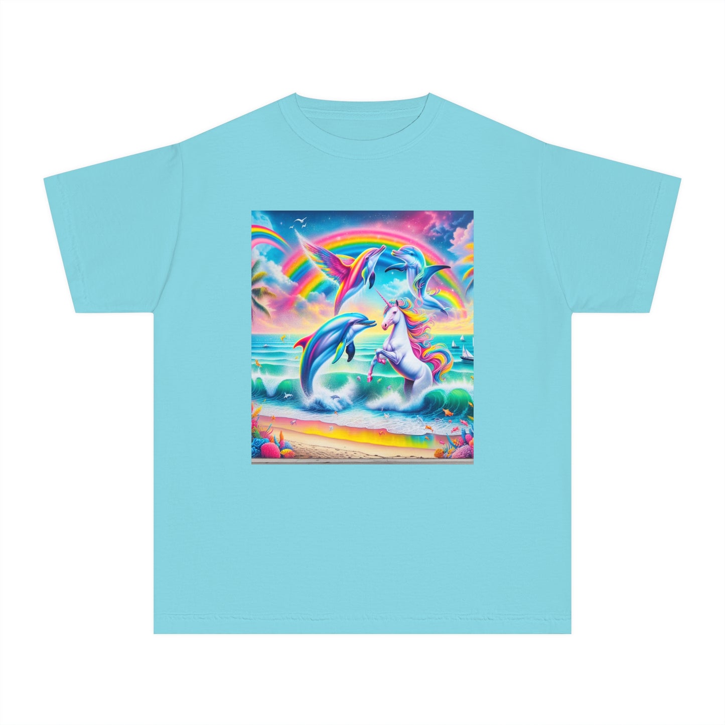 Beach Girl Miami's Unicorn Dolphin Youth Midweight Tee