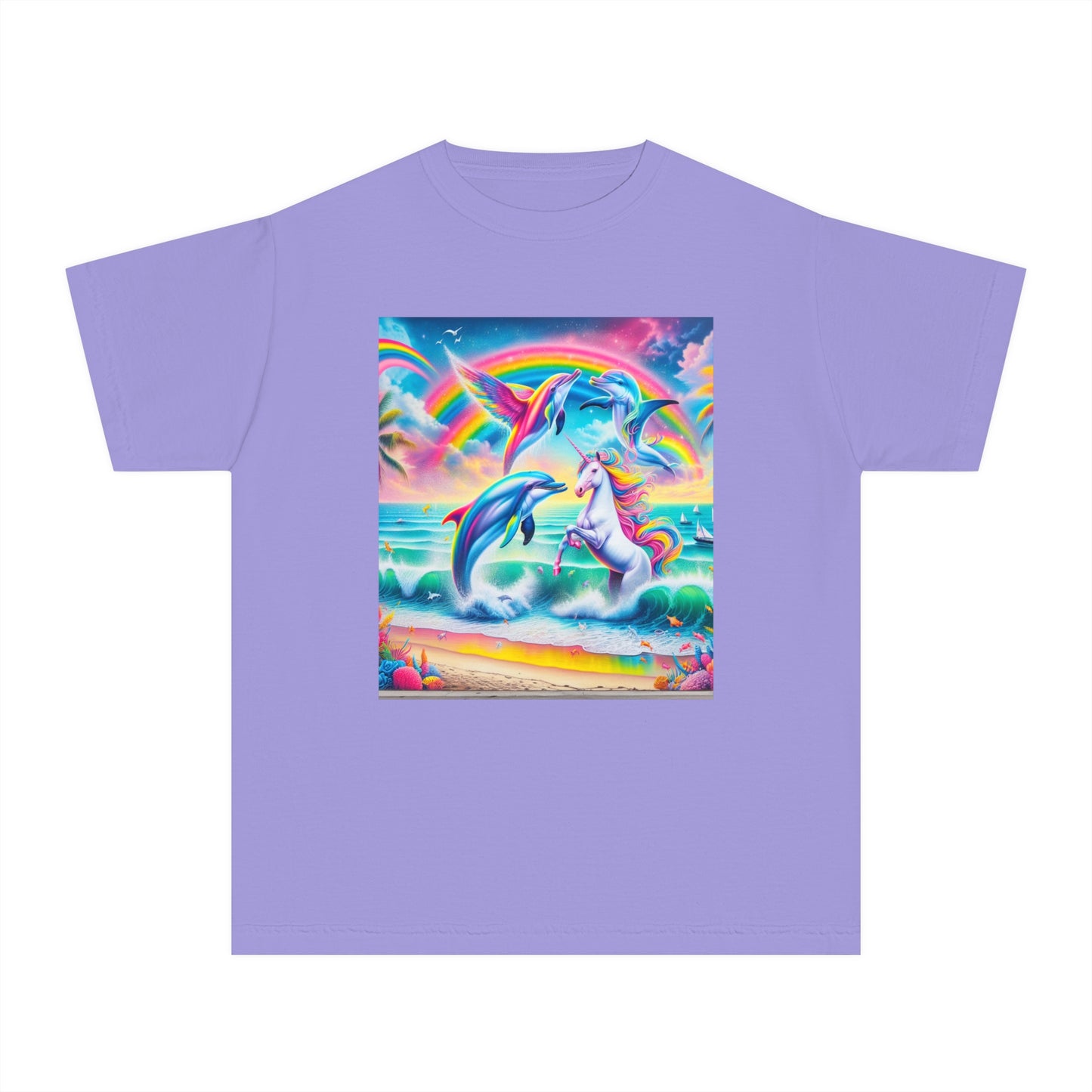 Beach Girl Miami's Unicorn Dolphin Youth Midweight Tee