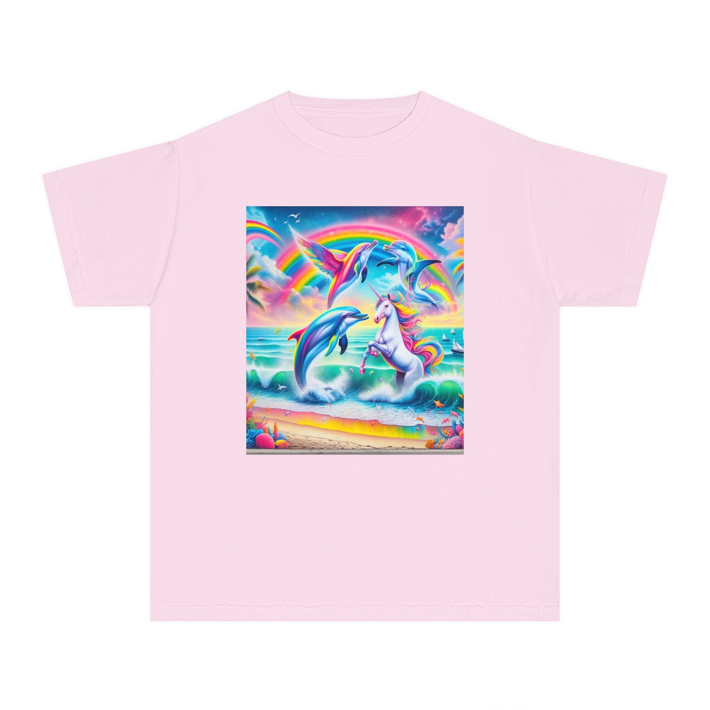 Beach Girl Miami's Unicorn Dolphin Youth Midweight Tee