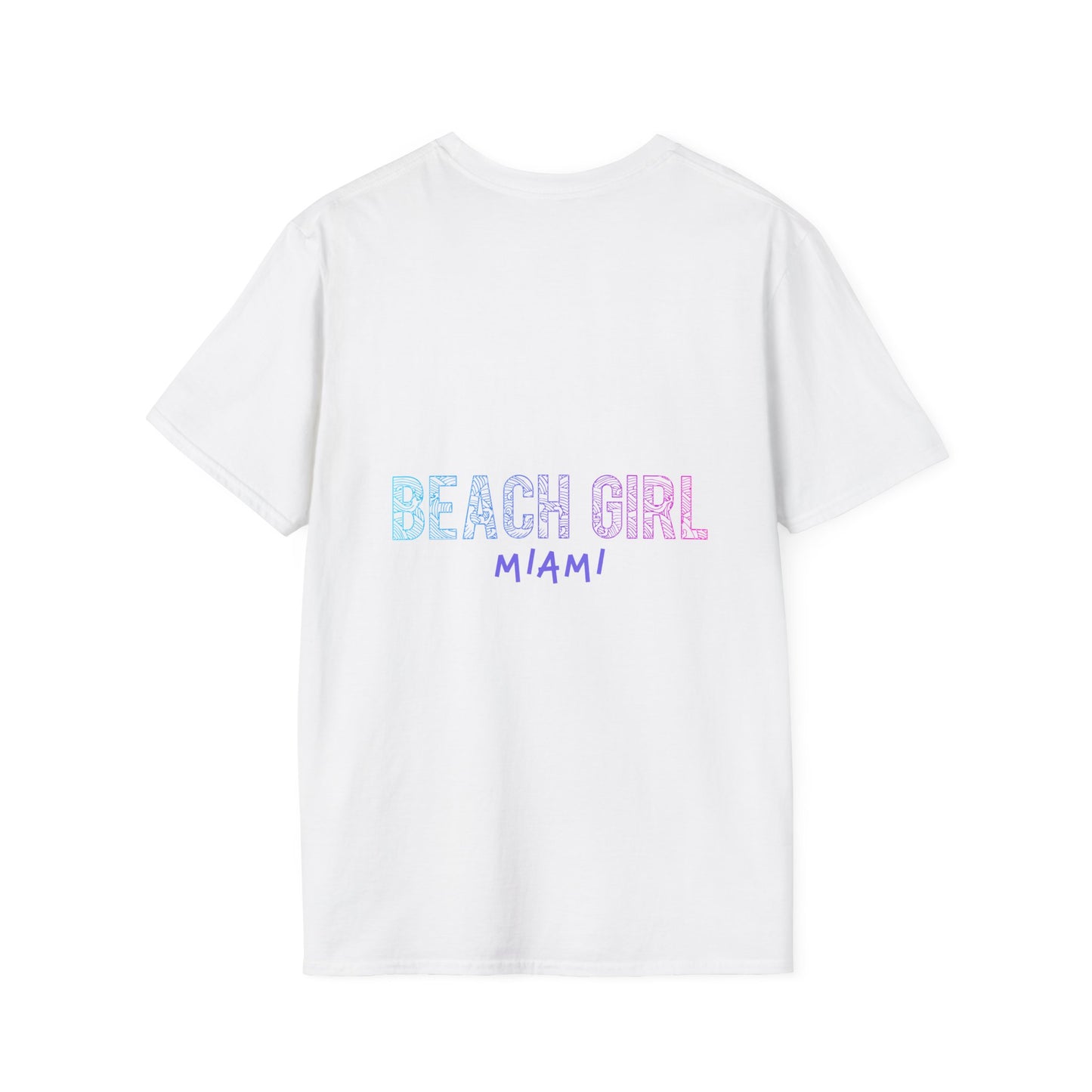 Flamingo Miami Sunset Beach Girl Miami's Unisex Softstyle T-Shirt