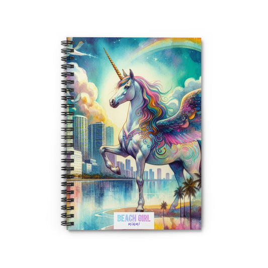 Beach Girl Miami's Pegasus Spiral Notebook - Ruled Line