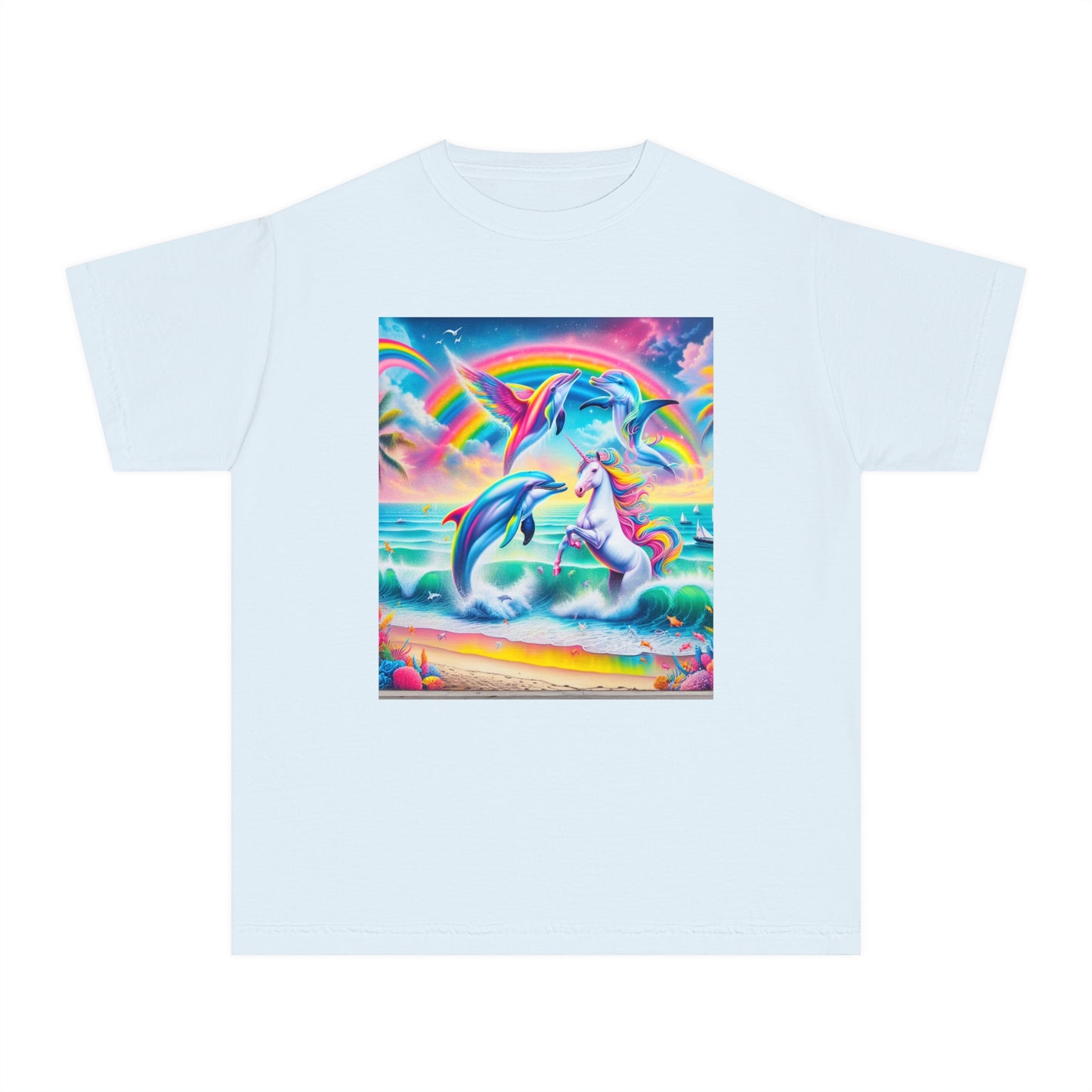 Beach Girl Miami's Unicorn Dolphin Youth Midweight Tee